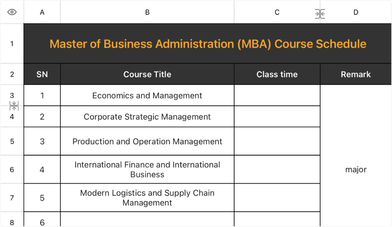 Master of Business Administration (MBA) Curriculum